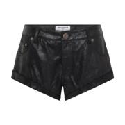 Zwarte leren shorts One Teaspoon , Black , Dames