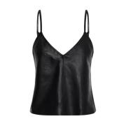 Zwarte leren tanktop One Teaspoon , Black , Dames