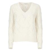 Witte Kasjmier V-Hals Trui Kangra , White , Dames