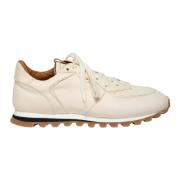 Beige Leren Handgemaakte Runner Oriana Elia Maurizi , Beige , Dames