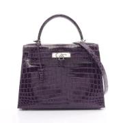 Pre-owned Leather handbags Hermès Vintage , Purple , Dames