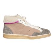 Taupe en Grijs Leren Sneaker Boot Elia Maurizi , Multicolor , Dames