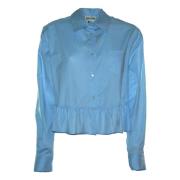 Katoenen Blouse met Ruches Zoom Semicouture , Blue , Dames