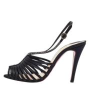 Pre-owned Satin sandals Christian Louboutin Pre-owned , Black , Dames