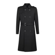 Lange Double-Breasted Trenchcoat Herno , Black , Heren