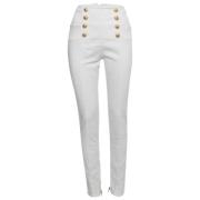 Pre-owned Fabric bottoms Balmain Pre-owned , White , Dames