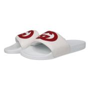 Interlocking G Leren Slide 'Wit' Gucci , White , Dames