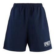 Katoenen Shorts Elastische Taille Zakken Sporty & Rich , Blue , Dames