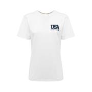 Effengekleurd Katoenen T-Shirt met Team USA Print Sporty & Rich , Whit...