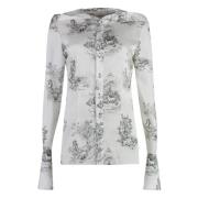 Gehoode Twill Shirt met Knoopsluiting Coperni , White , Dames