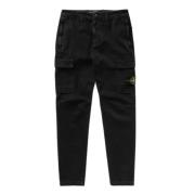 Zwarte Logo-Patch Tapered Broek Stone Island , Black , Heren