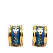 Pre-owned Fabric earrings Hermès Vintage , Blue , Dames