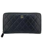 Pre-owned Leather wallets Chanel Vintage , Black , Dames