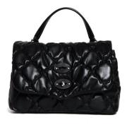 Gewatteerde leren handtas in zwart Zanellato , Black , Dames