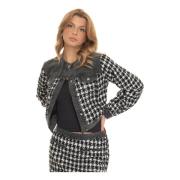 Houndstooth Front Button Jas Liu Jo , Black , Dames