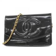 Pre-owned Leather wallets Chanel Vintage , Black , Dames