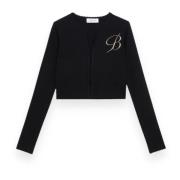 Koreaanse Gebreide Logo Trui Blumarine , Black , Dames