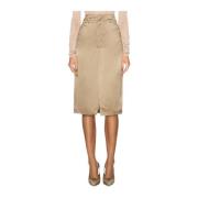 Zijden Midi Rok Saint Laurent , Brown , Dames