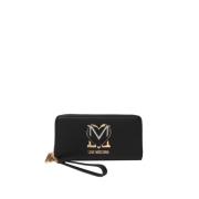 Zwarte Damesportemonnee Stijlvol en Verfijnd Moschino , Black , Dames