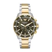 Groene Bezel Roestvrijstalen Horloge Emporio Armani , Gray , Heren