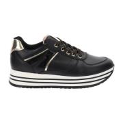 Leren Meisjes Sneakers Stijlvol Comfort Nerogiardini , Black , Dames