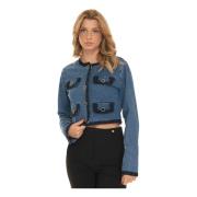 Korte Chanel-stijl jas met Lurex Liu Jo , Blue , Dames