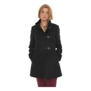 Wollen Jas met Fluweel Fay , Black , Dames