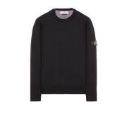 Zwarte Trui met Ribdetails Stone Island , Black , Heren