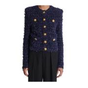 Tweed + Lurex Blauwe Nachtjas Balmain , Blue , Dames