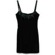 Fluwelen Versierde Jurk Balmain , Black , Dames