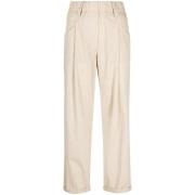 Elastische Taille Rechte Broek Brunello Cucinelli , Beige , Dames