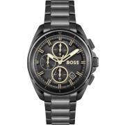 Zwarte herenhorloge van roestvrij staal Hugo Boss , Black , Heren