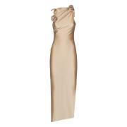 Elegante Beige Bloemenjurk Aw24 Coperni , Beige , Dames