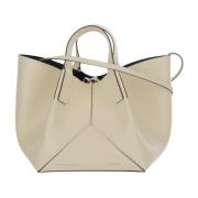 Leren schoudertas met logo reliëf Victoria Beckham , Beige , Dames