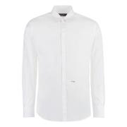 Katoenen Stretch Shirt Afgeronde Zoom Dsquared2 , White , Heren