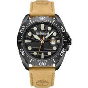 Zwarte leren herenhorloge kwarts Timberland , Black , Heren