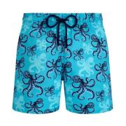 Korte Octopus Stretch Zwemshorts voor Heren Vilebrequin , Blue , Heren