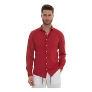 Polo Shirt met Franse Hals van Getextureerde Stof Gran Sasso , Red , H...