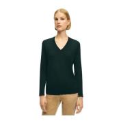 Zwarte Merino-Wollen V-hals trui Brooks Brothers , Black , Dames