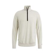 Heather Half Zip Kraag Katoen Trui Cast Iron , Beige , Heren