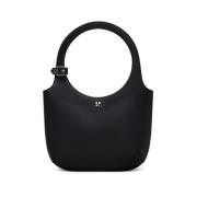 Zwarte Leren Handtas met Zilveren Details Courrèges , Black , Dames