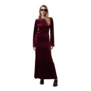 Bordeaux Fluweel Maxi Jurk met Open Rug Undress Code , Red , Dames