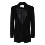 Zwarte Fluwelen Shawl Revers Blazer Circolo 1901 , Black , Dames