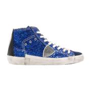 Blauwe Sneakers met Glitterdetails Philippe Model , Blue , Dames