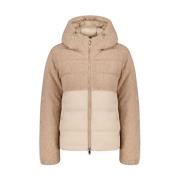 Bonilla - Beige hybride donsjack in teddy met capuchon Ciesse Piumini ...