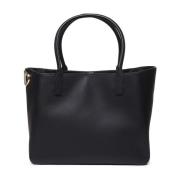 Zwarte leren tote tas met VLogo Valentino Garavani , Black , Dames