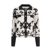 Korte Jacquard Cardigan Print Esqualo , Beige , Dames