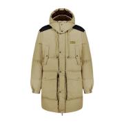 Canada - Lange unisex beige donsjack 4 zakken met afneembare capuchon ...