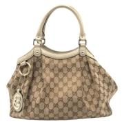 Pre-owned Canvas totes Gucci Vintage , Beige , Dames