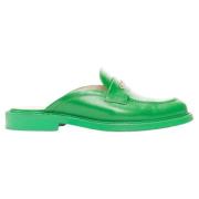 Pre-owned Leather flats Chanel Vintage , Green , Dames